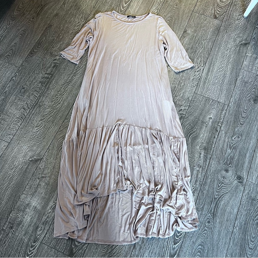 ANNABELLE Super Soft Maxi Dress | Plus Size 3X | 3/4 Sleeves, Pockets, Hi-Lo Hem - Picture 5 of 11